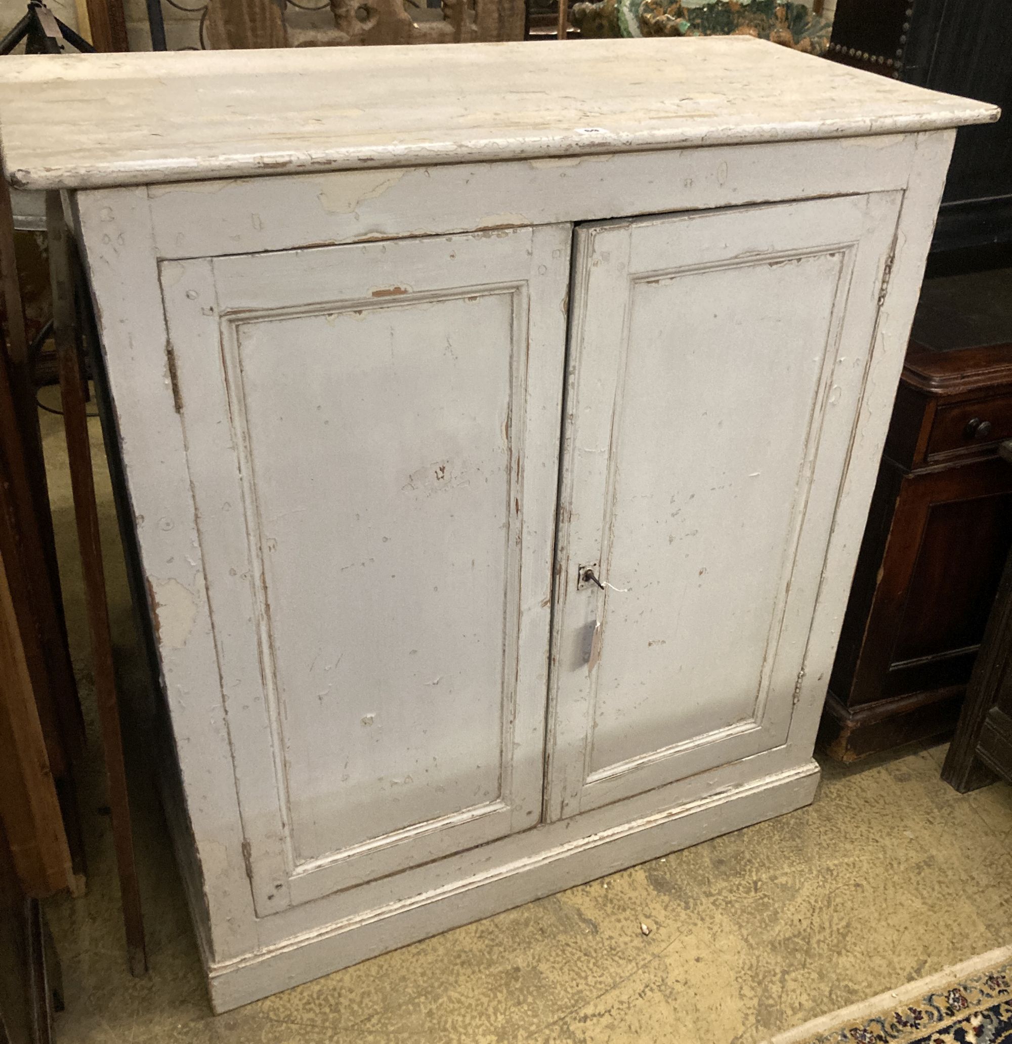 A Victorian painted pine cabinet, width 105cm, depth 53cm, height 111cm